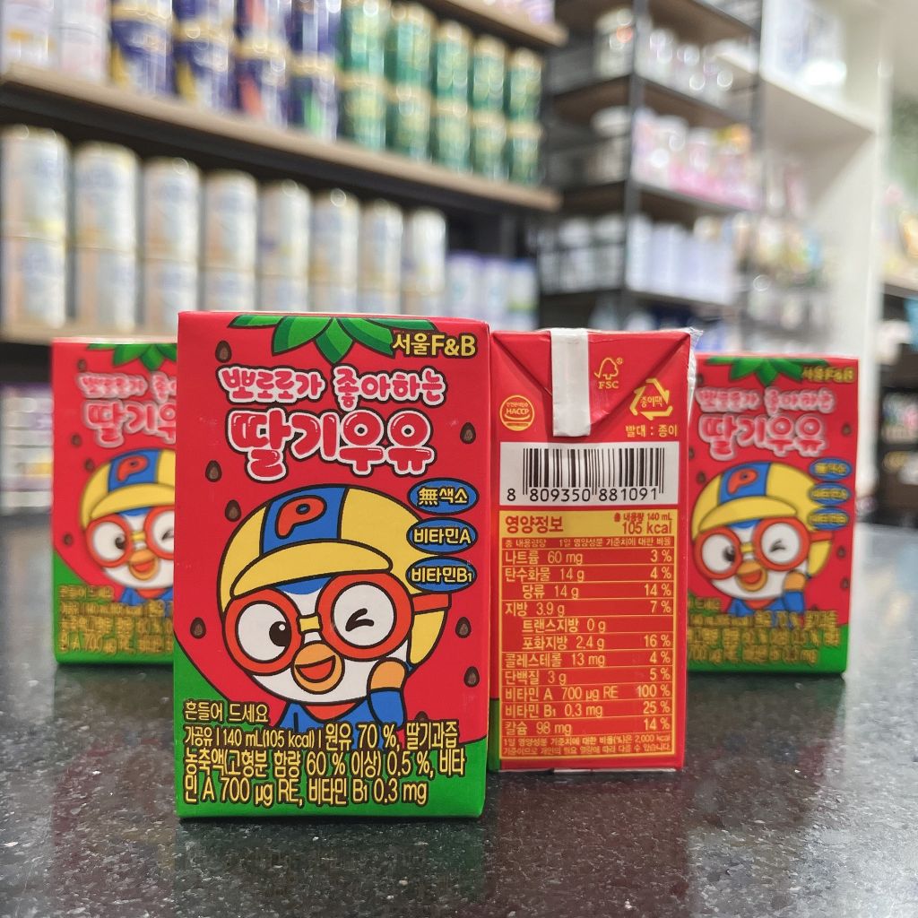 Sữa Pororo tăng chiều cao, trí não vị dâu 140ml