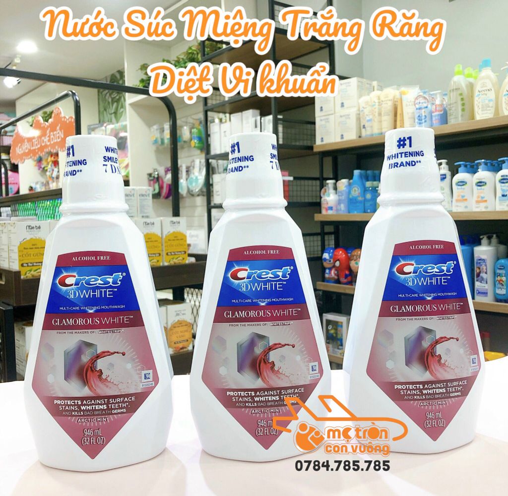 Nước súc miệng Crest trắng răng loại bỏ mảng bám - 946ml