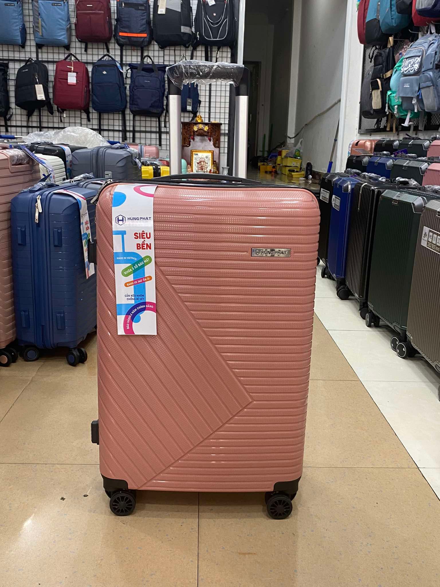 Vali Chống Bể 100% PP 668 Size 24 Hồng Gol