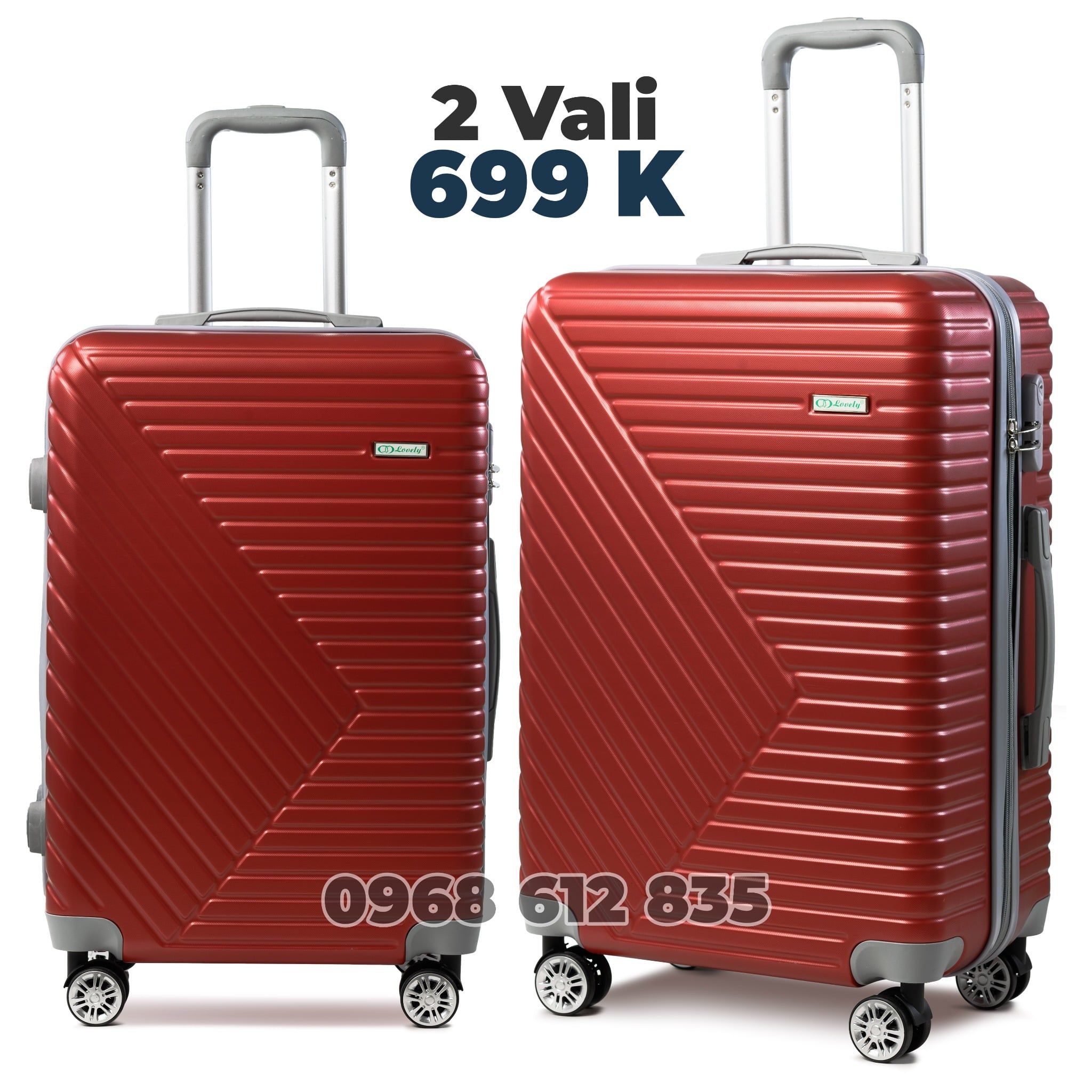 Combo 2 vali Kéo Size 20&24 Mã T66 Màu Đỏ