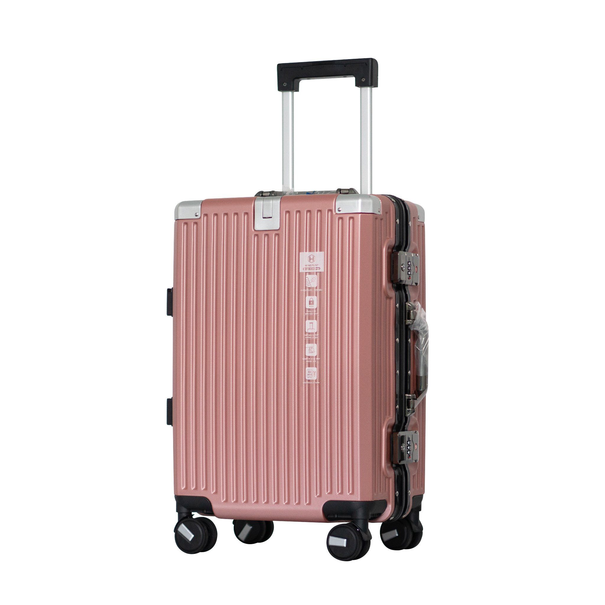 Vali Khung Nhôm Khóa Sập 6009 Size 24 Hồng Gol