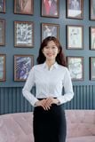 Áo sơ mi nữ dài tay màu trắng Merriman mã THWSL020 