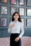  Áo sơ mi nữ dài tay màu trắng Merriman mã THWSL020 