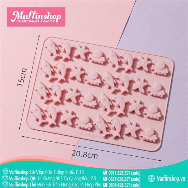 Khuôn kẹo dẻo Silicon hồng nhiều mẫu