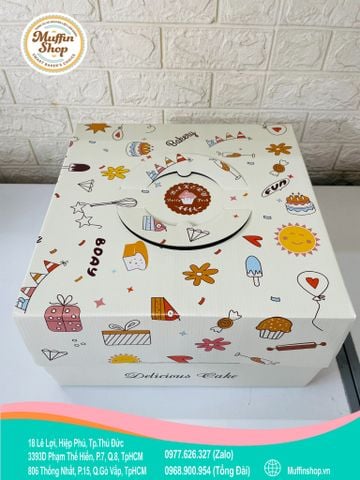 Hộp bánh kem hoa văn