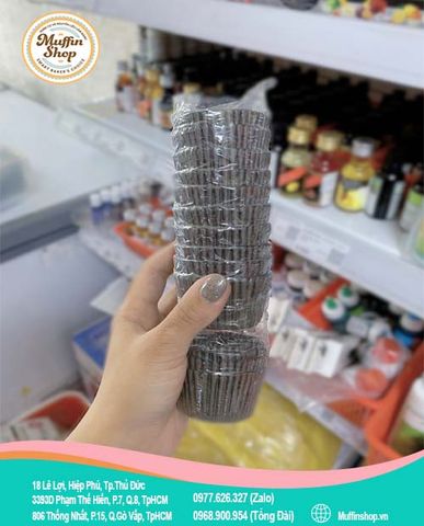 Cup giấy nhún mềm đáy 4.5cm - Đen xám