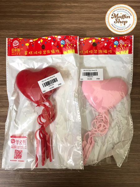 Set trang trí Trái tim nhựa hồng, đỏ