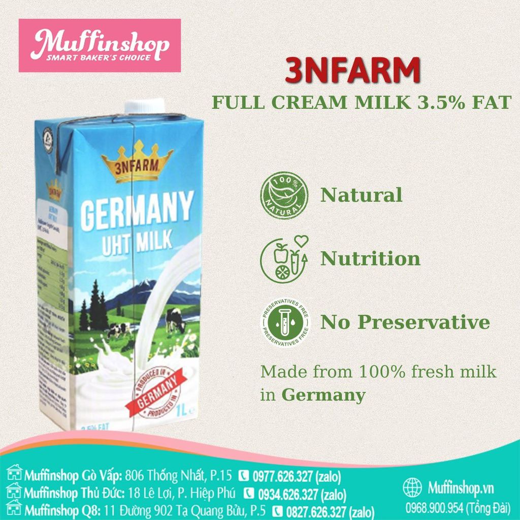 Sữa Tươi Nguyên Kem 3NFarm (Đức)