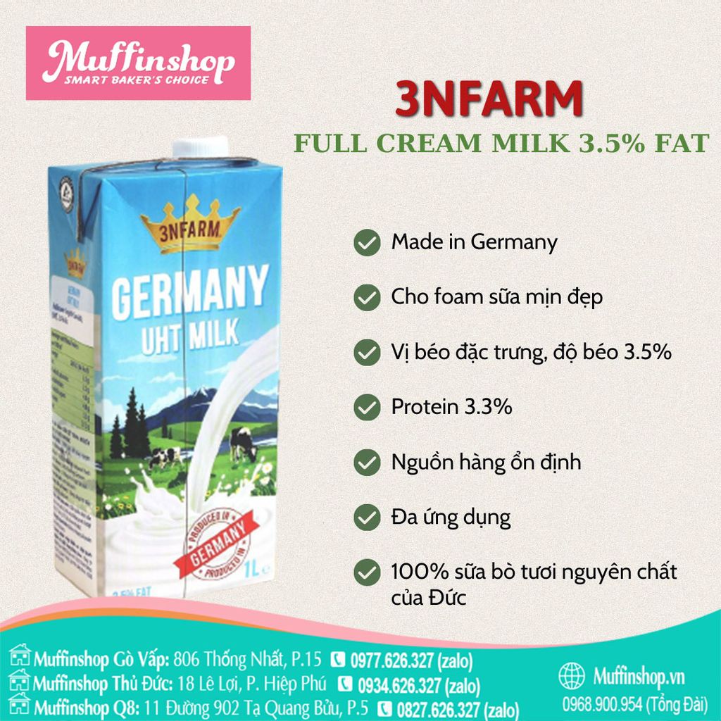 Sữa Tươi Nguyên Kem 3NFarm (Đức)