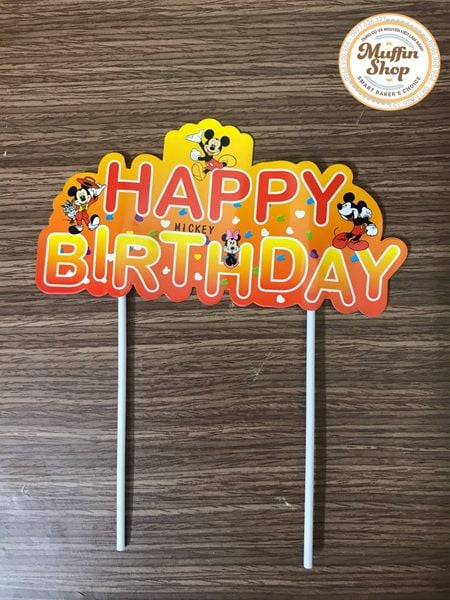 Cắm Happy Birthday giấy Chuột Mickey