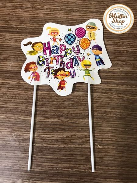 Cắm Happy Birthday giấy Siêu nhân