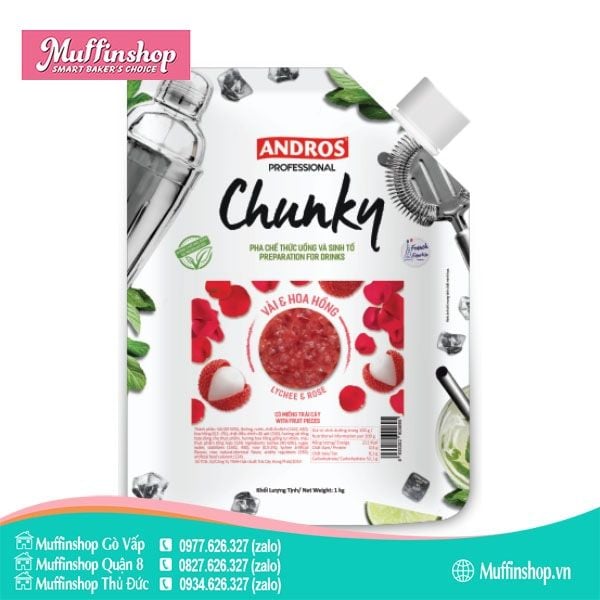 Chunky VẢI HOA HỒNG 1kg - 8g/T