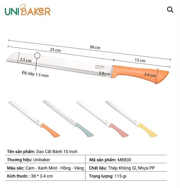 Uni Baker - Dao răng cưa cắt bánh 10i