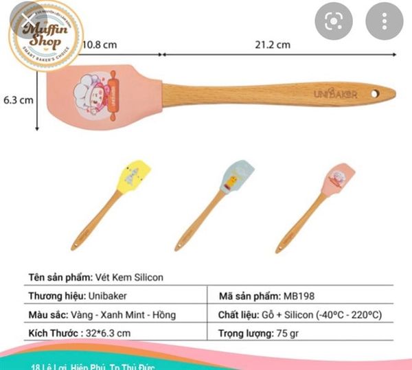 Unibaker - Phới trộn silicon cán gỗ
