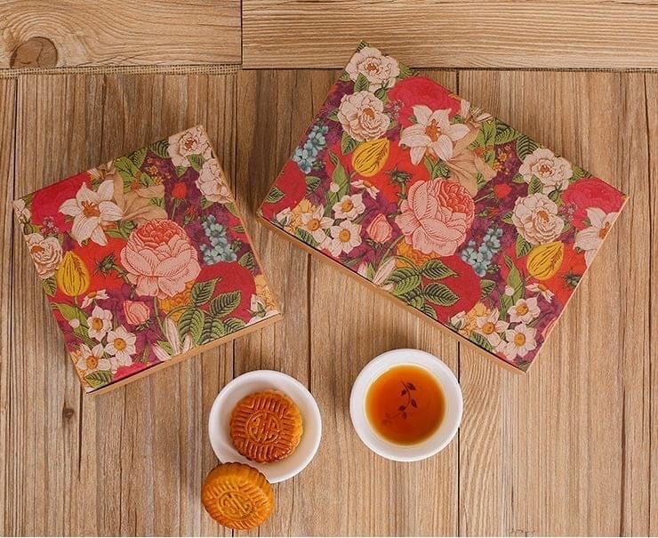 Bộ túi hộp HOA kraft - 4 bánh