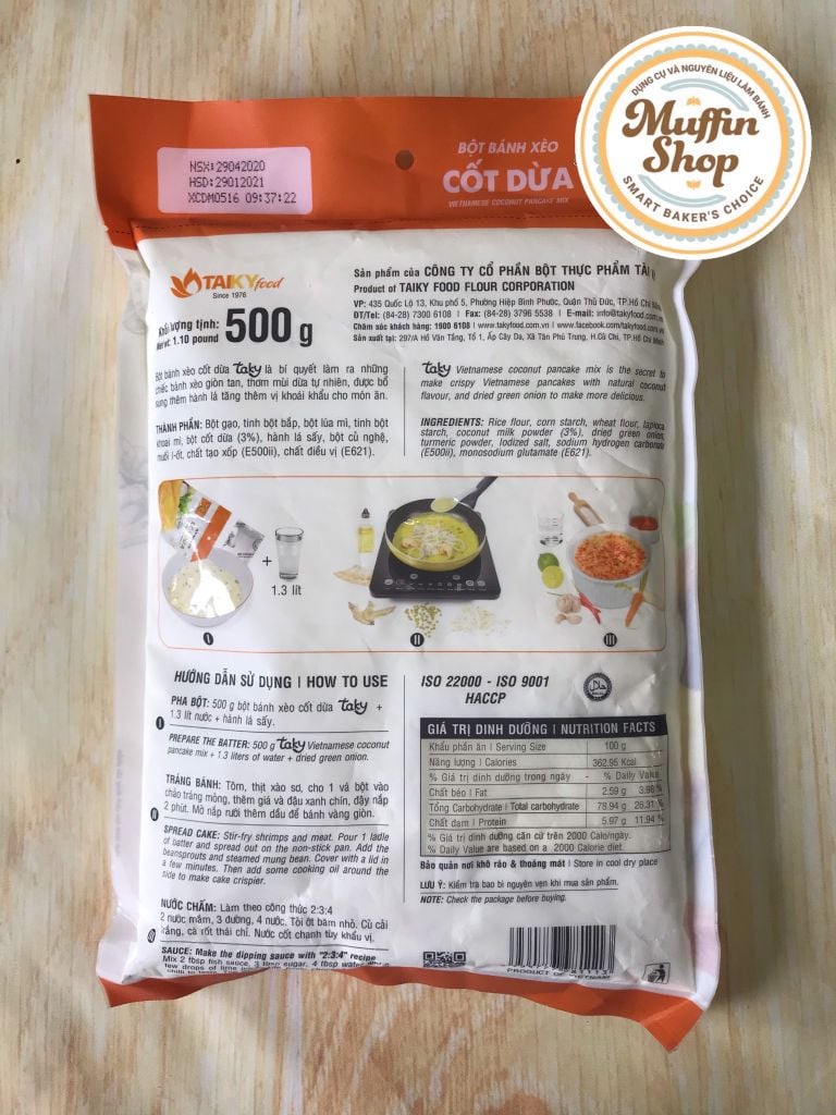 Bột bánh xèo cốt dừa TÀI KÝ - gói 500gr (24g/T)