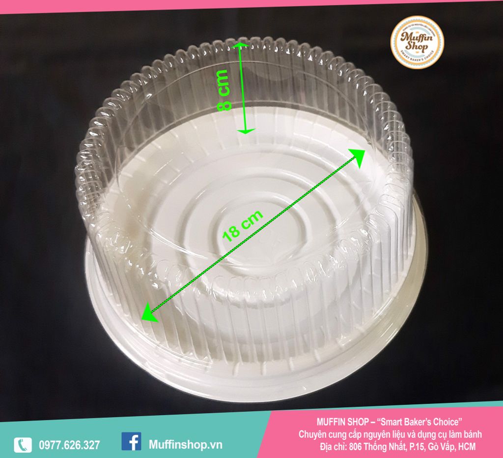 HA022 Hộp tròn đế trắng đáy 18cm - 600c/T