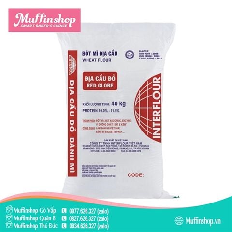 Bột mì Địa cầu ĐỎ 10-11% - bao 40kg