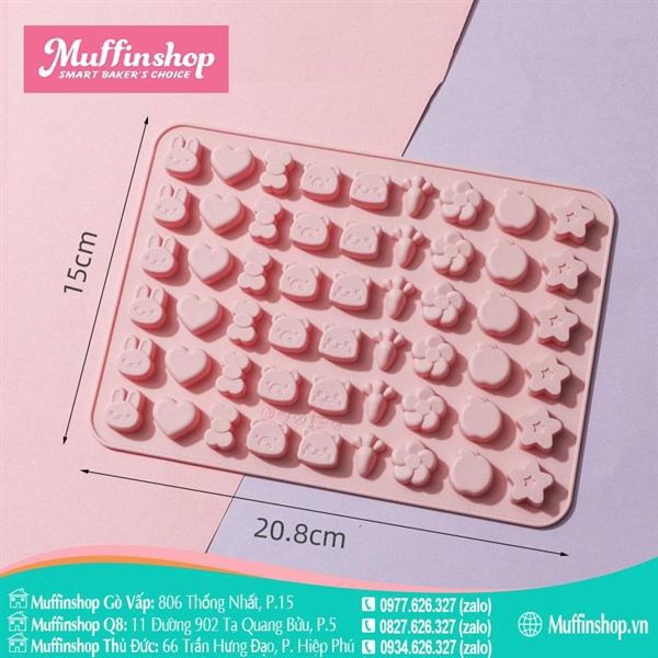 Khuôn kẹo dẻo Silicon hồng nhiều mẫu