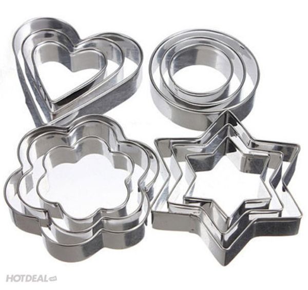 Khuôn nhấn cookie bộ 3 cái - inox