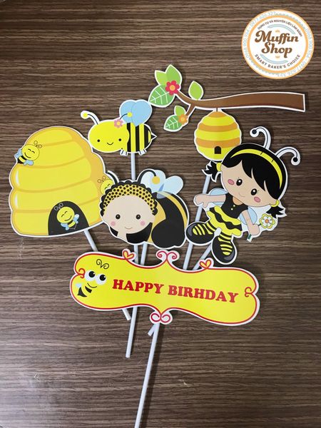 Set trang trí Happy Birthday Ong vàng