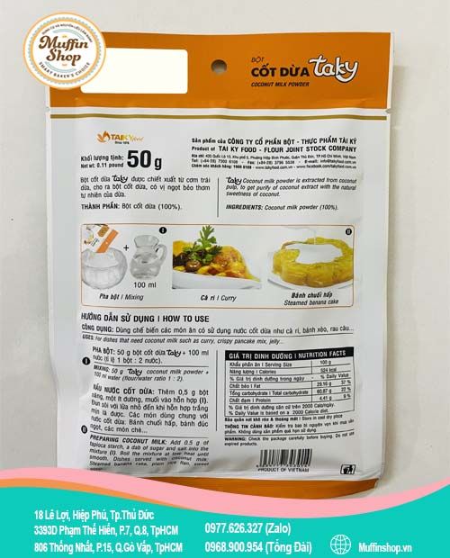 Bột cốt dừa Tài ký nhãn cam 50gr - 48g/T