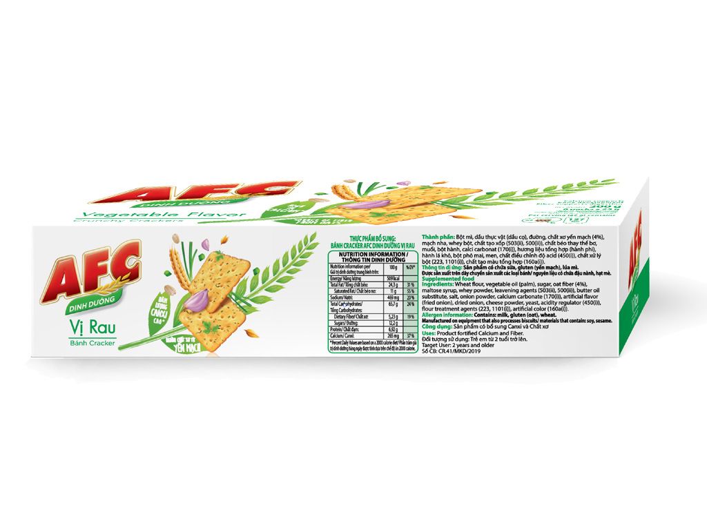 Bánh cracker vị rau AFC Dinh Dưỡng hộp 200g