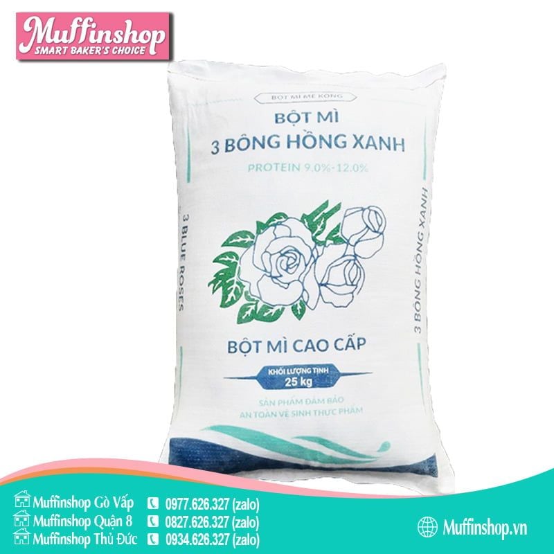 Bột mì BÔNG HỒNG XANH 9-12% - bao 25kg