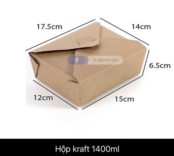 Hộp Kraft HCN nắp gài 1400ml (50-300c/T)