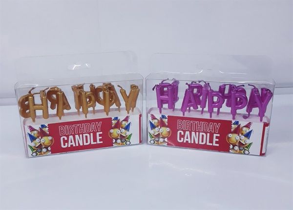 Nến chữ HPBD vàng, bạc, hồng