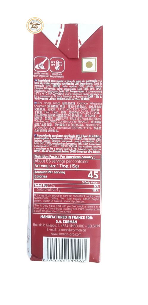Whipping Cream CORMAN 1L - 12h/T