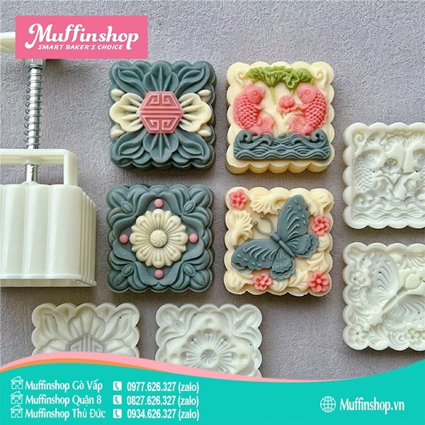 Khuôn trung thu 200g bướm cá chép 4M vuông 2240