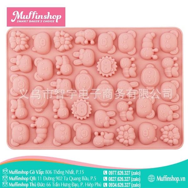Khuôn kẹo dẻo Silicon hồng nhiều mẫu