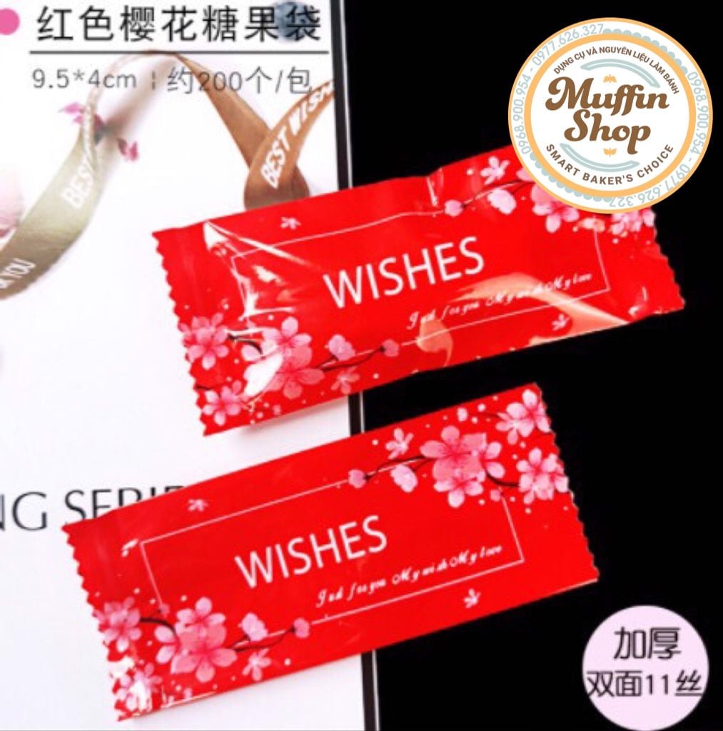 Túi kẹo Nougat Wishes đỏ - 200túi