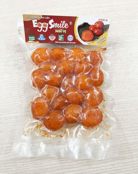Lòng đỏ trứng muối ăn liền Eggsmile ngũ vị (nhãn đỏ) size 14-16g