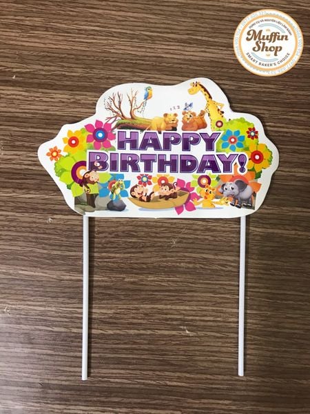 Cắm Happy Birthday giấy Sở thú