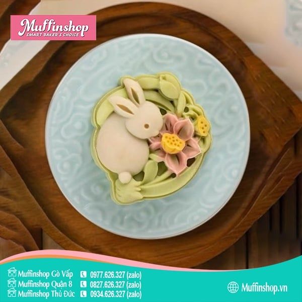 Khuôn trung thu 75g Thỏ Ôm Hoa 1M