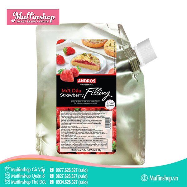 Andros Filling Mứt Dâu Tây 1kg - 8g/T