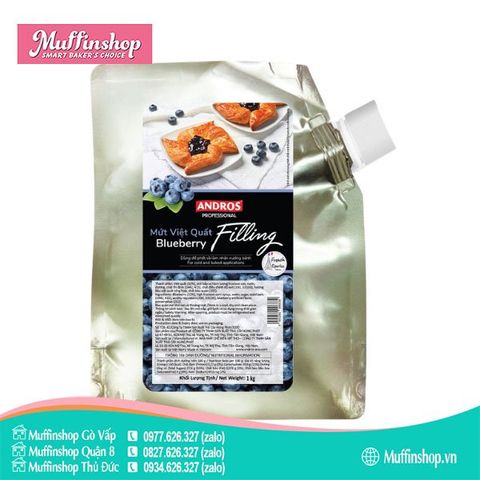 Andros Filling Mứt Việt Quất 1kg - 8g/T