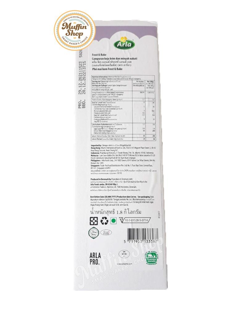 Cream Cheese FROST & BAKE - 1kg/ cây 1,8kg - 3c/T