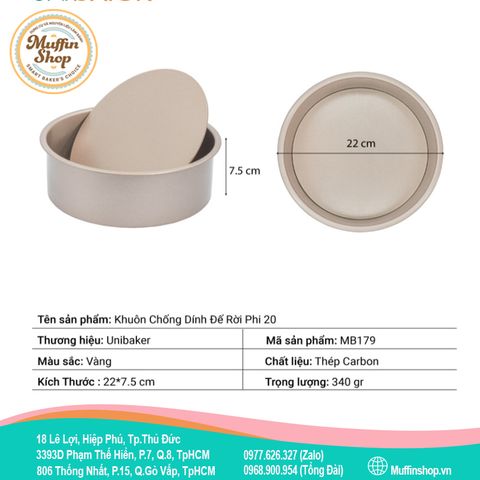 Khuôn chống dính tròn rời 20cm Unibaker
