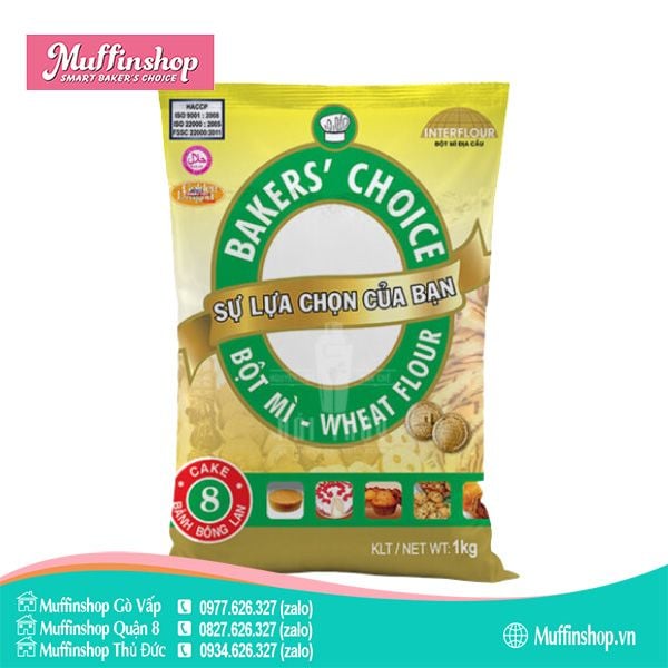Bột mì Baker Choice 8% gói 1kg - 10g/T