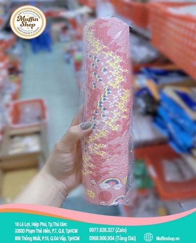 Cup giấy cứng nhỏ 50c - Màu hồng cầu vòng