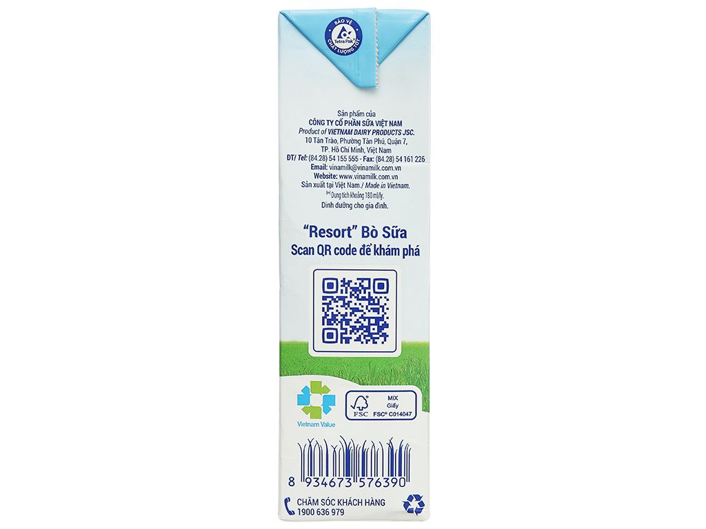 Sữa tươi VINAMILK 1L ko đường - 12h/T