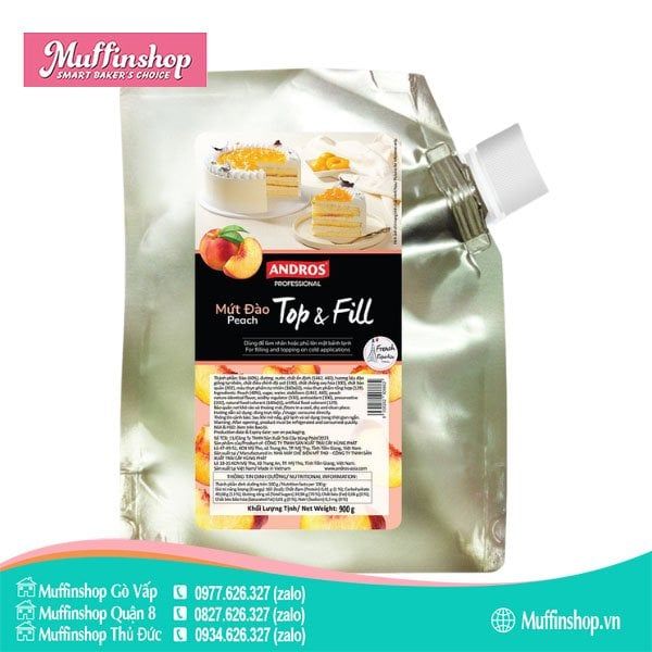 Andros Top & Fill Mứt Đào 900g - 8g/T