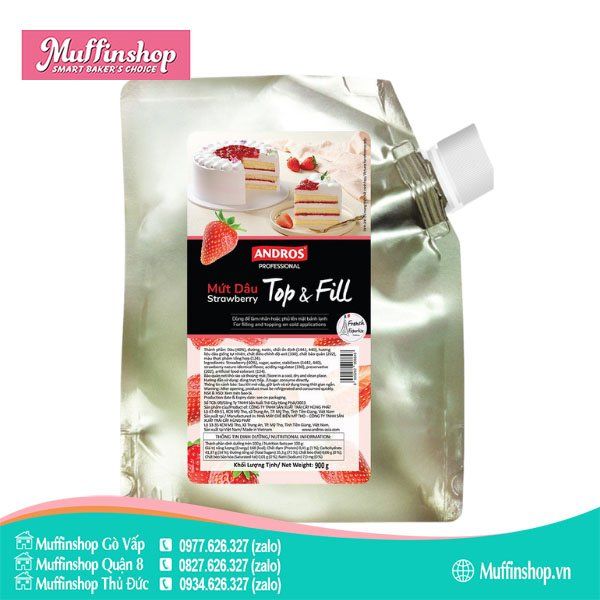 Andros Top & Fill Mứt Dâu Tây 900g - 8g/T