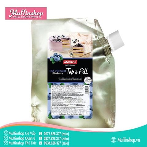 Andros Top & Fill Mứt Việt Quất 900g - 8g/T
