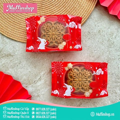 Túi trung thu hàn 200g size 10 Thỏ Sen đỏ