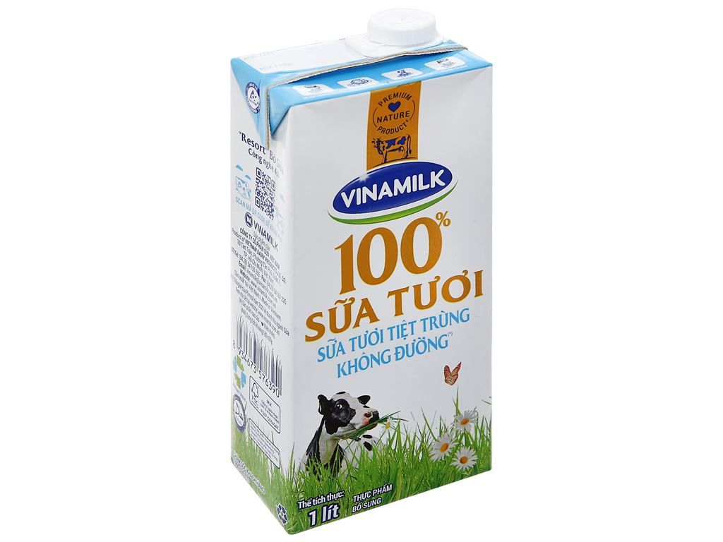 Sữa tươi VINAMILK 1L ko đường - 12h/T