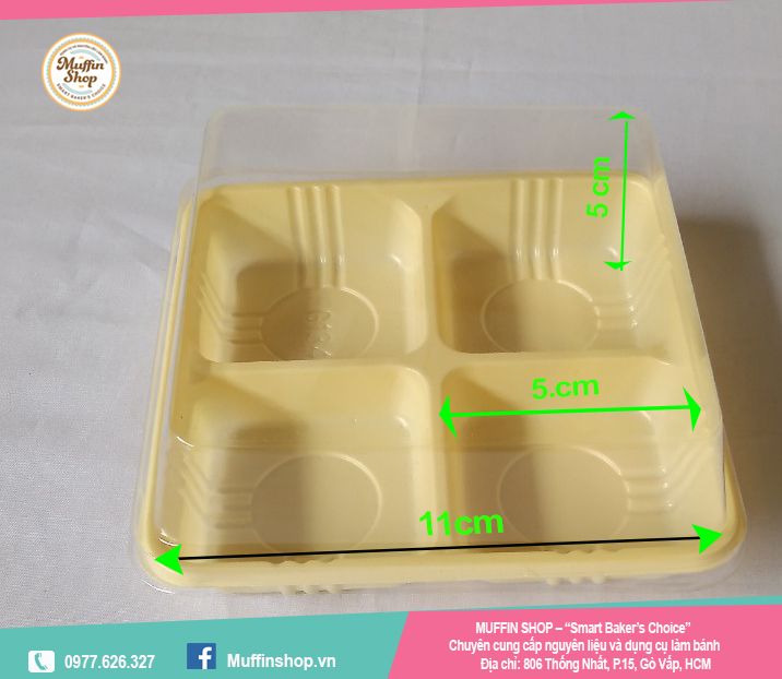 FG134 Hộp 4 ngăn vuông đế vàng nắp trong